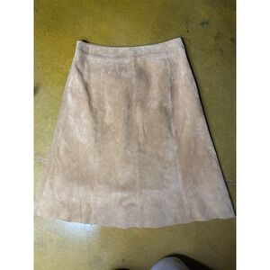 Vtg Suede Skirt ‎ midi Pursuits LTD A-Line Leather Tan Side Zip Fall